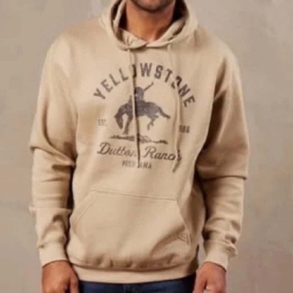YELLOWSTONE NWT BEIGE HOODIE SZ M UNISEX comfort warm  outdoor